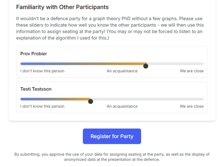 A registration page for my defence party, made with AI